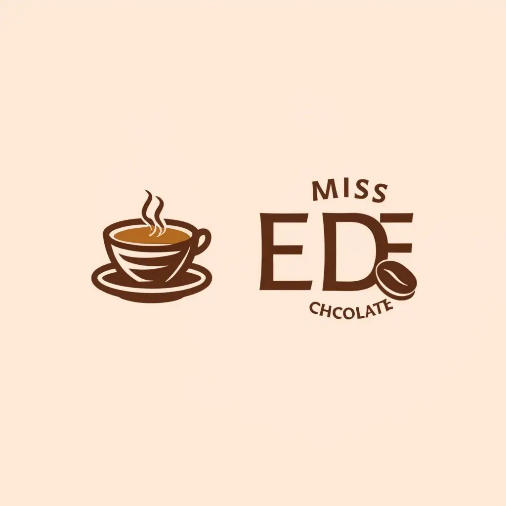 a logo design, with the text 'MISS EDE', main symbol: COFFEE AND CHOCOLATE, Minimalistic, to be used in Real Estate industry, clear background