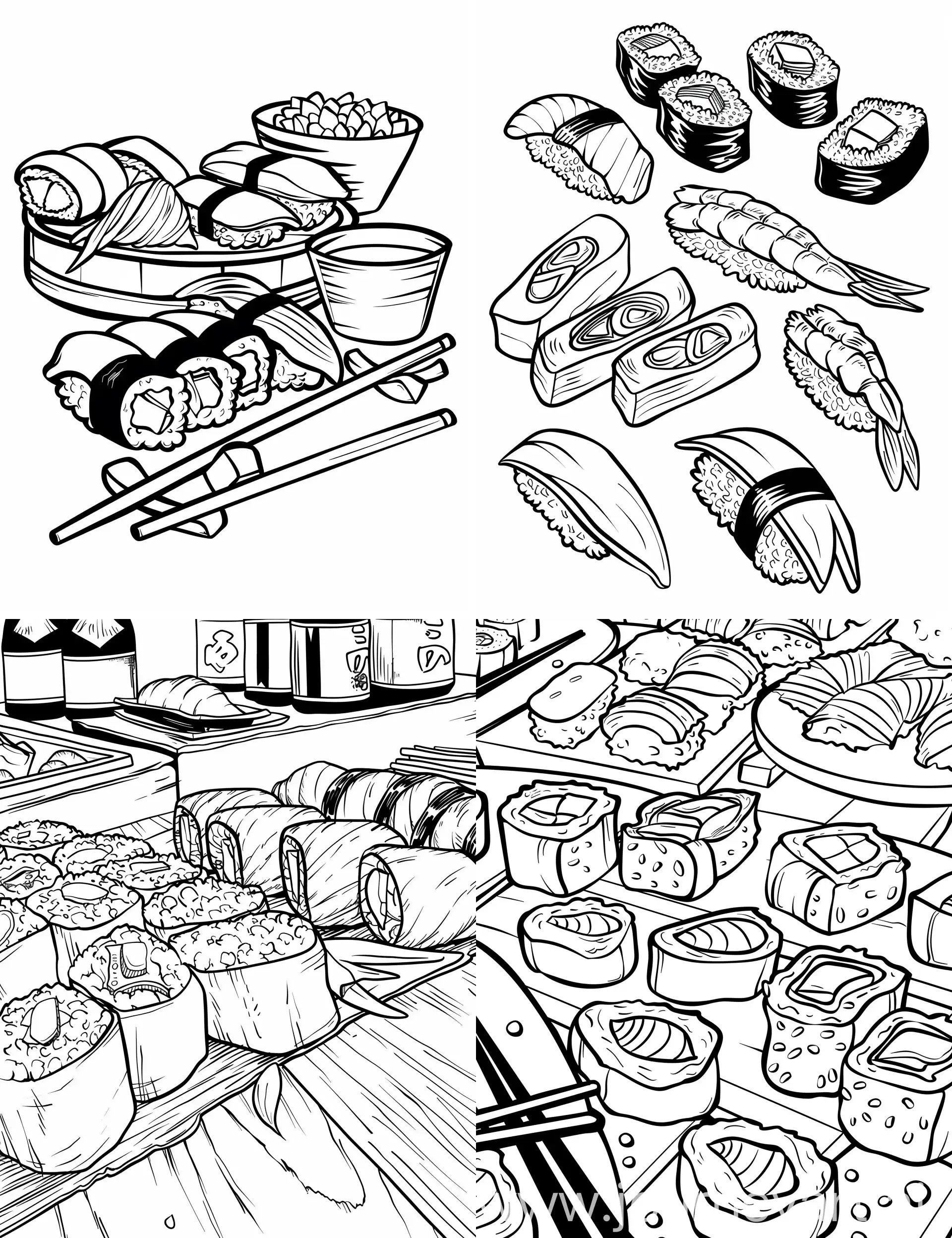 Cartoon-Japanese-Sushi-Coloring-Page-with-Thick-Lines-and-High-Depth-of-Field