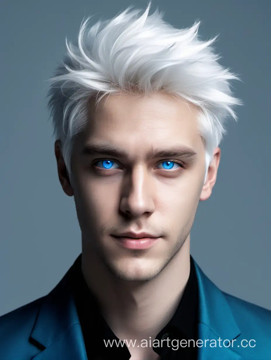 Expressive-WhiteHaired-Artist-with-Striking-Blue-Eyes