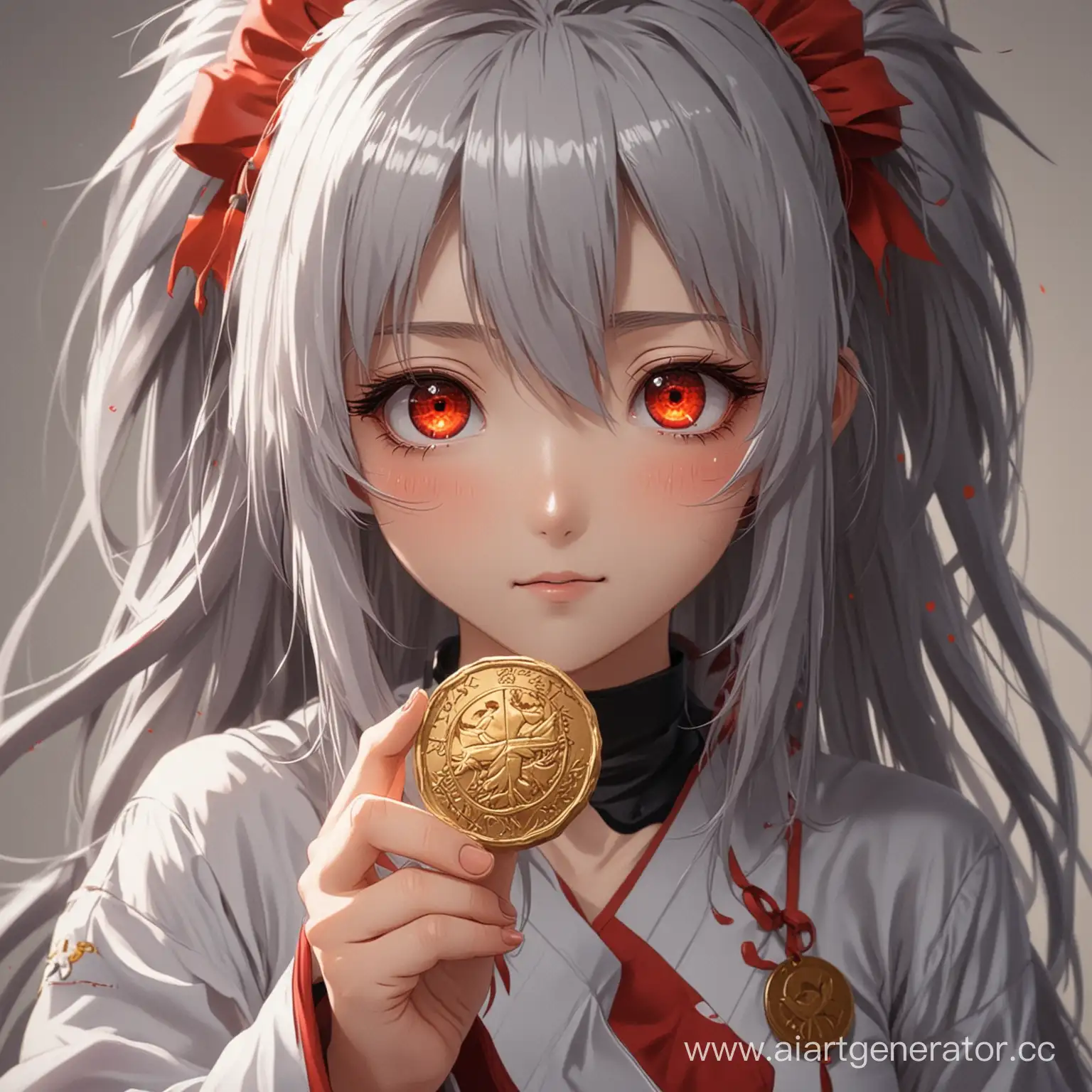 Anime-Girl-with-Red-Eyes-Holding-a-Coin-Mysterious-Female-Character-Illustration