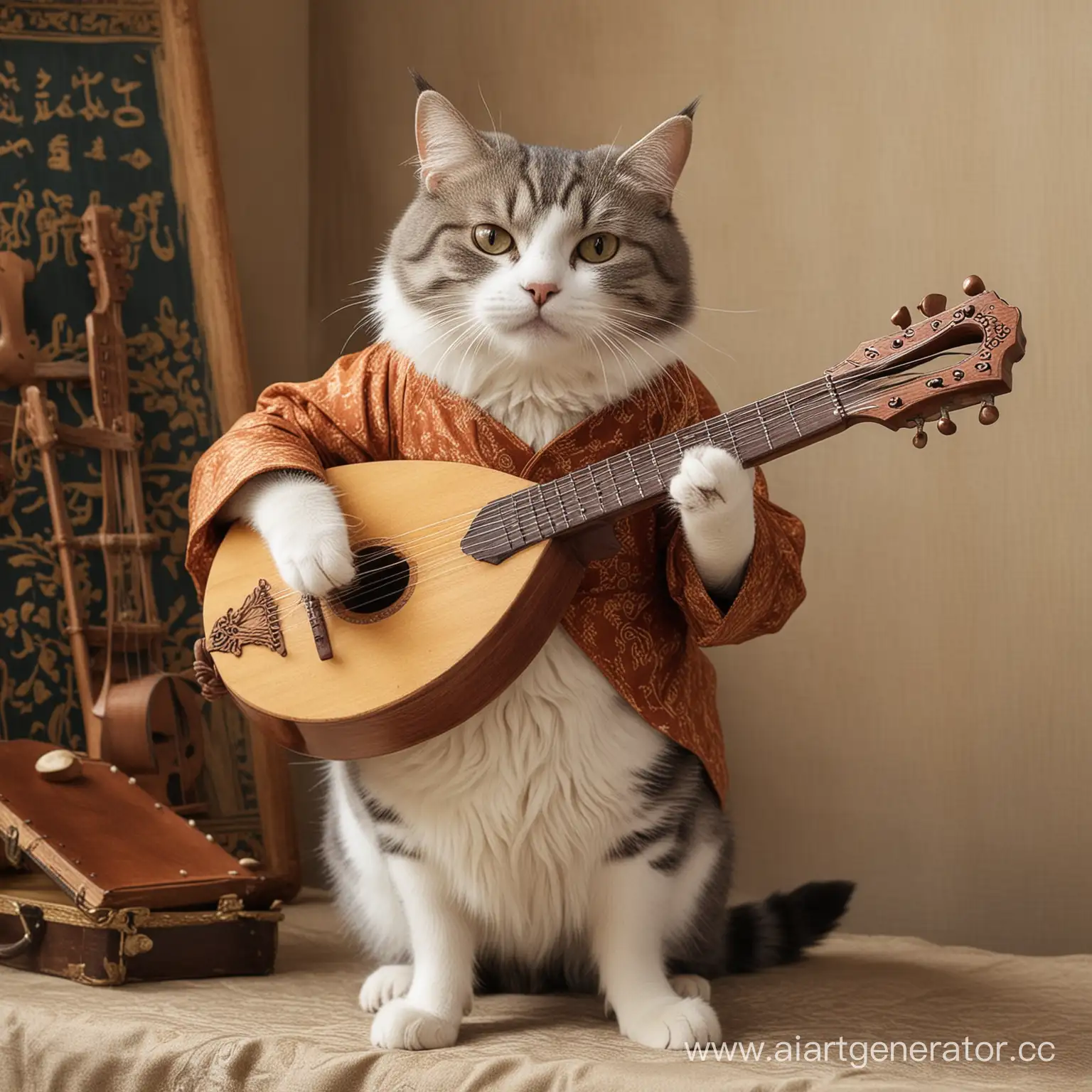 Musical-Cat-Serenades-with-Lute-in-Hand