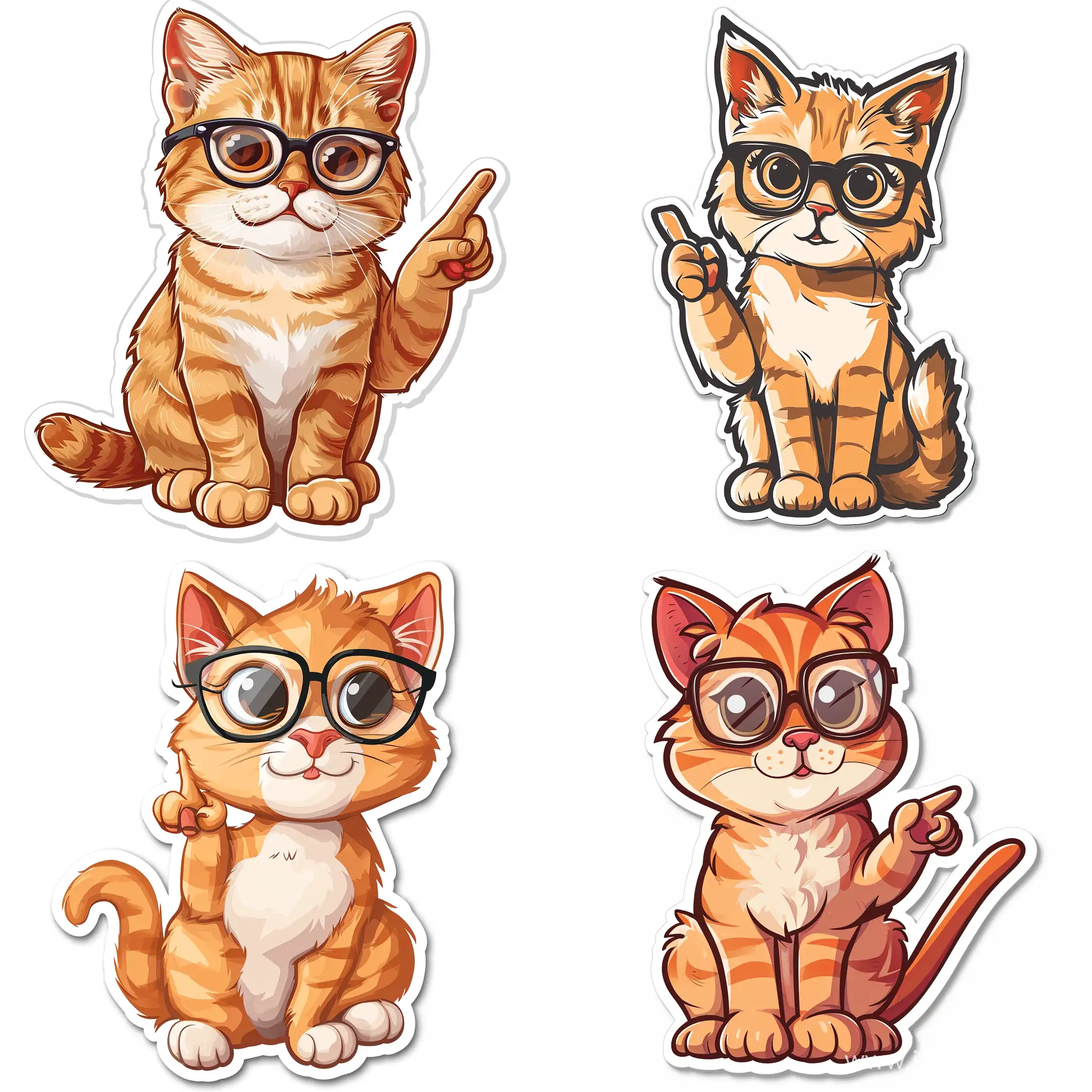Adorable-Sticker-of-a-Wise-Orange-Cat-with-Glasses