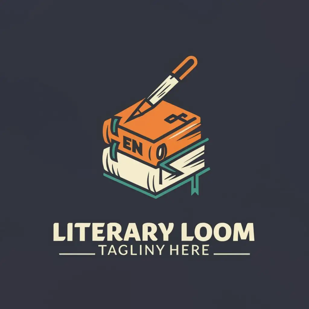 logo, Books,Paper,Pen, with the text "Literlary Loom", typography, be used in Entertainment industry