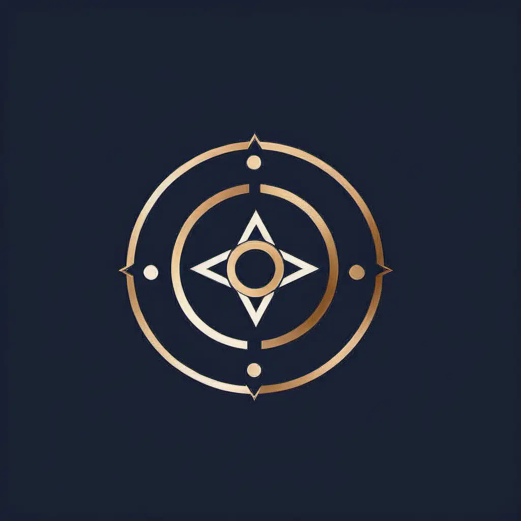 Elegant Geometric Logo Design in Navy Blue White and Gold for a Modern Feel