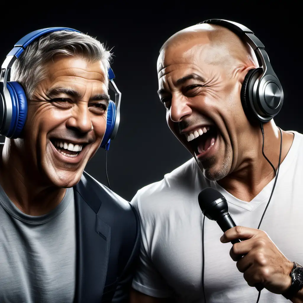 Celebrity Laughter Hyperrealistic Zoom Call with George Clooney and Vin Diesel