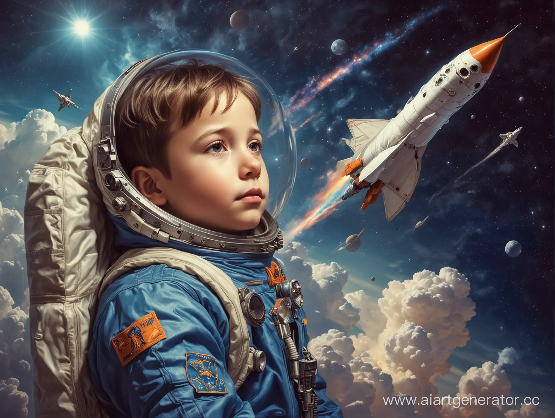 Cosmonautics-Day-Celebration-Boys-Dream-of-Space-Exploration-with-a-Rocket