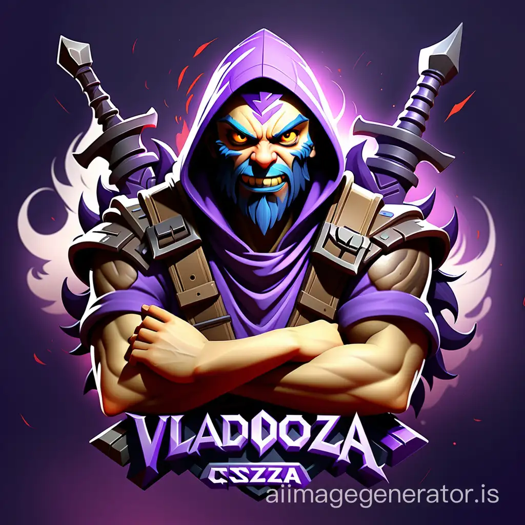 Twitch channel design with the inscription "VLADOZAaaa" under the theme of CS 2 and Dota 2