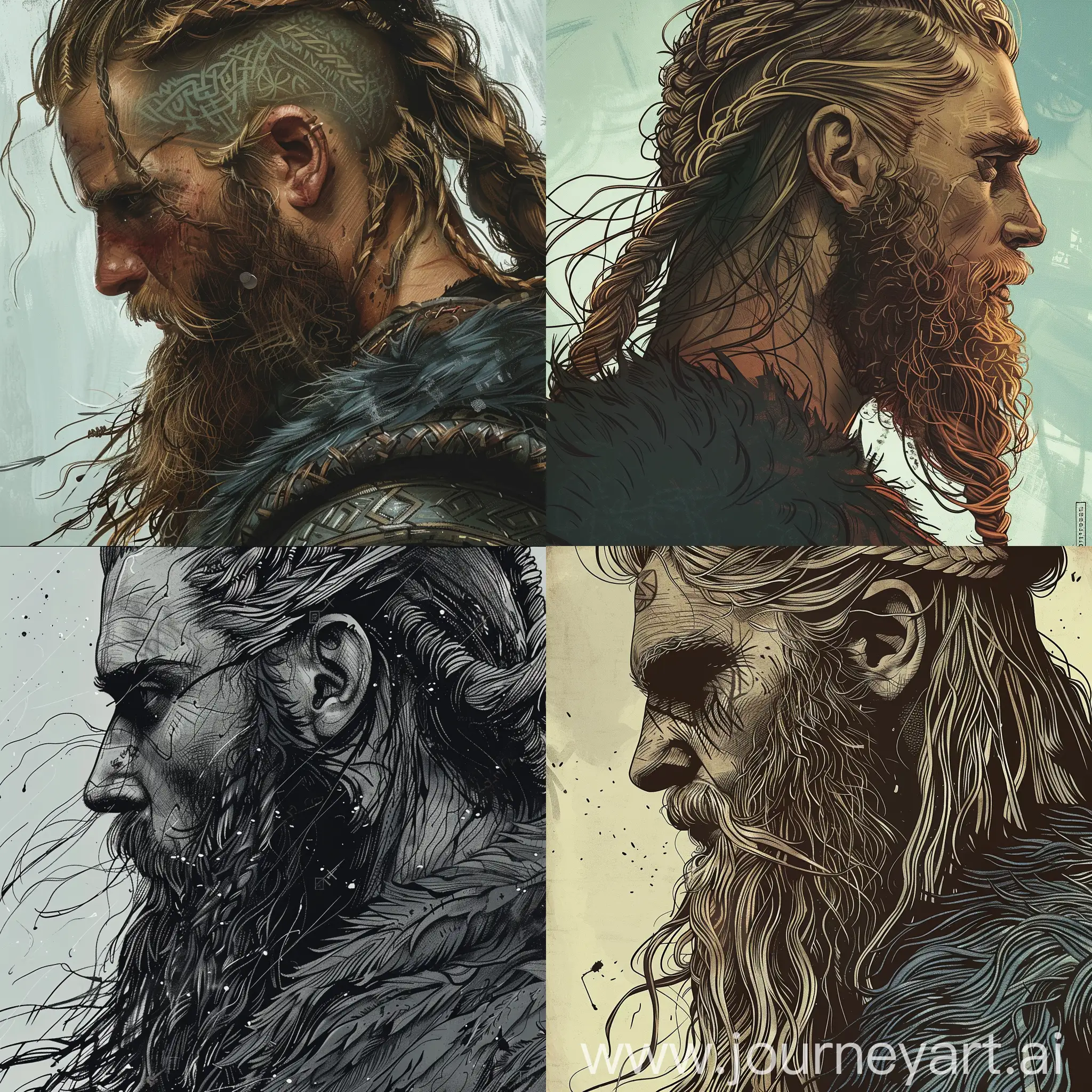 CloseUp-Portrait-of-Viking-Warrior-with-Long-Hair-and-Beard