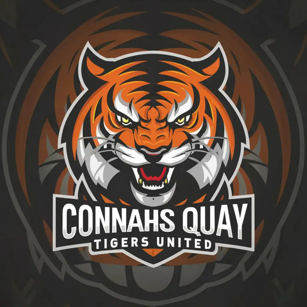 a logo design,with the text "Connahs quay tigers united ", main symbol:Tiger,complex,be used in Sports Fitness industry,clear background