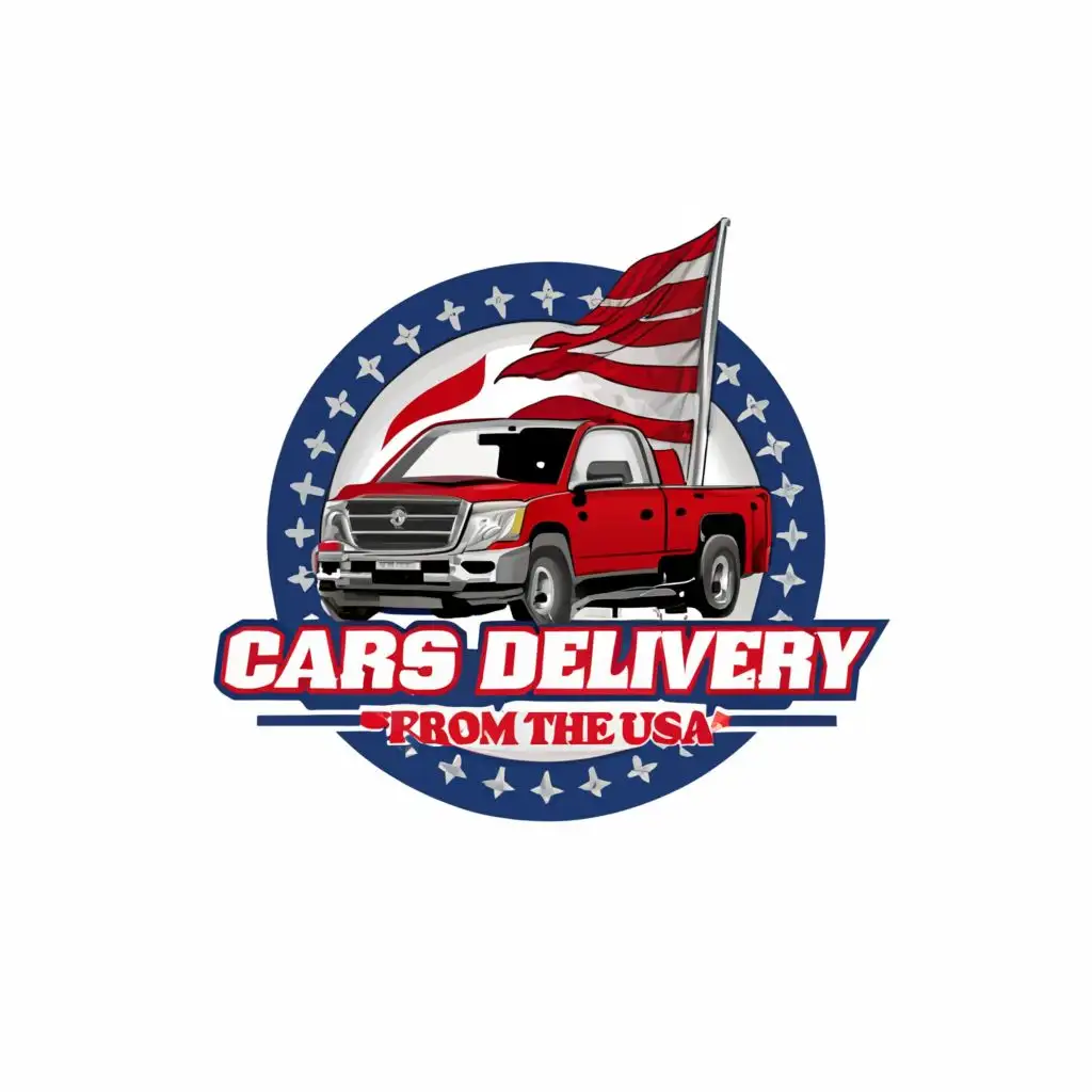 a logo design,with the text "Cars Delivery
From the USA", main symbol:Pick up truck,Moderate,clear background