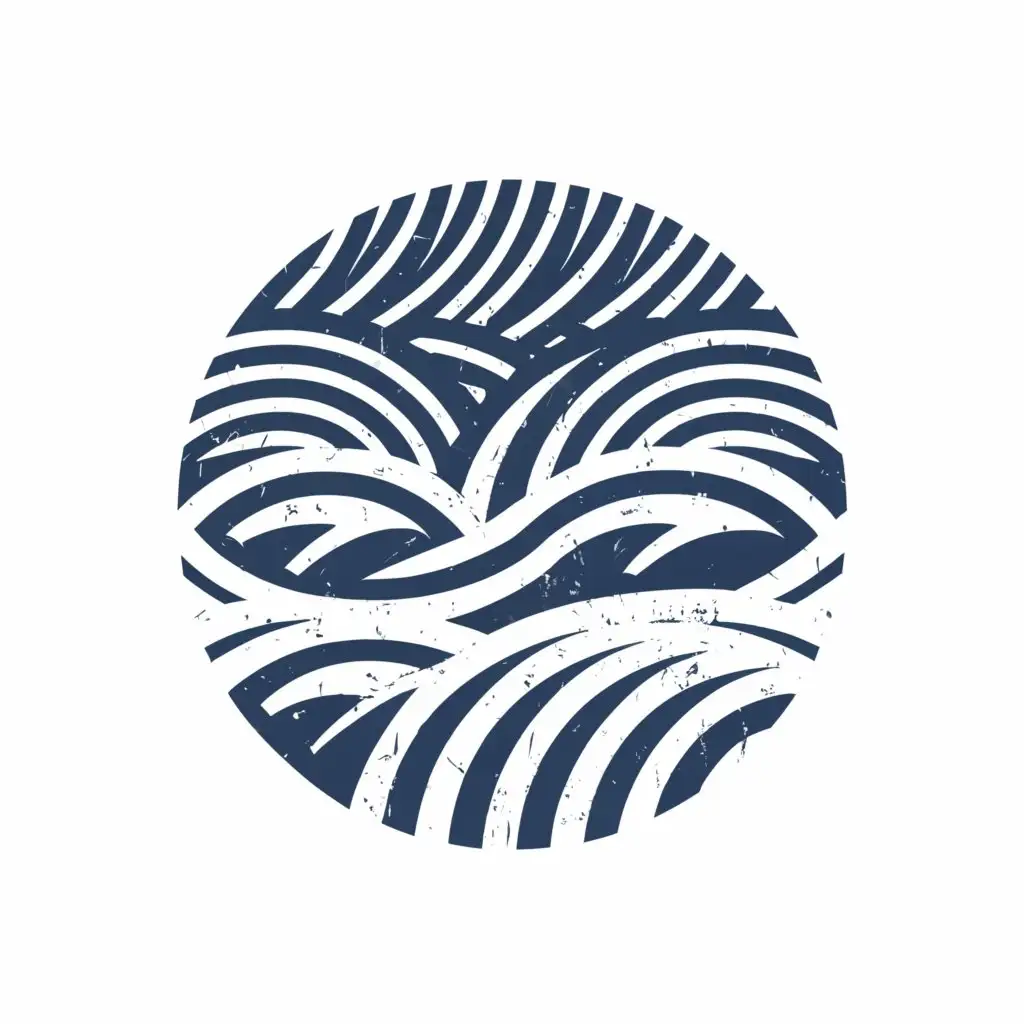 a logo design,with the text "Seigaiha Wave Patterns", main symbol:The seigaiha or wave is a pattern of layered concentric circles creating arches, symbolic of waves, resilience, and continuity. This pattern could form an abstract backdrop to your main design. Traditional indigo blue and white are typical for seigaiha, but you could choose a modern twist with different shades like teal or navy. Place a minimalist icon or symbol of perseverance, such as an abstract mountain or path, overlaid on the wave pattern.,Moderate,clear background