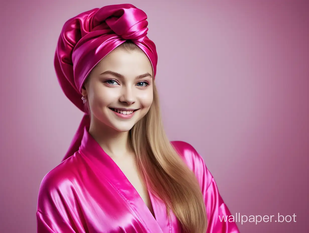 Elegant-Smiling-Yulia-Lipnitskaya-in-Luxurious-Pink-Silk-Robe