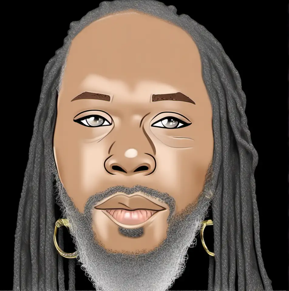 Design a hyper-realistic 56 yr old chibi digital artwork portraying a light skinned African American man charactarized by dark black and grey dreadlocks. He should be depicted wearing a Bucks red hat and Red bucks Jersey, accented with a diamond gold T pendent. The character should be holding a champagne gold Bottle of ace of spades amidst the Tokyo flag infused with USA Flag red and white smoke. In the back ground , incorporate a 2024 Lexus low rider with two tone candy paint green red bucks colors. Fitted With 22 inch rims