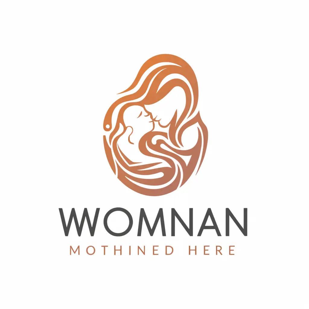 a logo design,with the text "woman", main symbol:Mother: The concept of motherhood is a powerful symbol of womanhood in many cultures. It represents nurturing, caregiving, and unconditional love.,Moderate,be used in Home Family industry,clear background