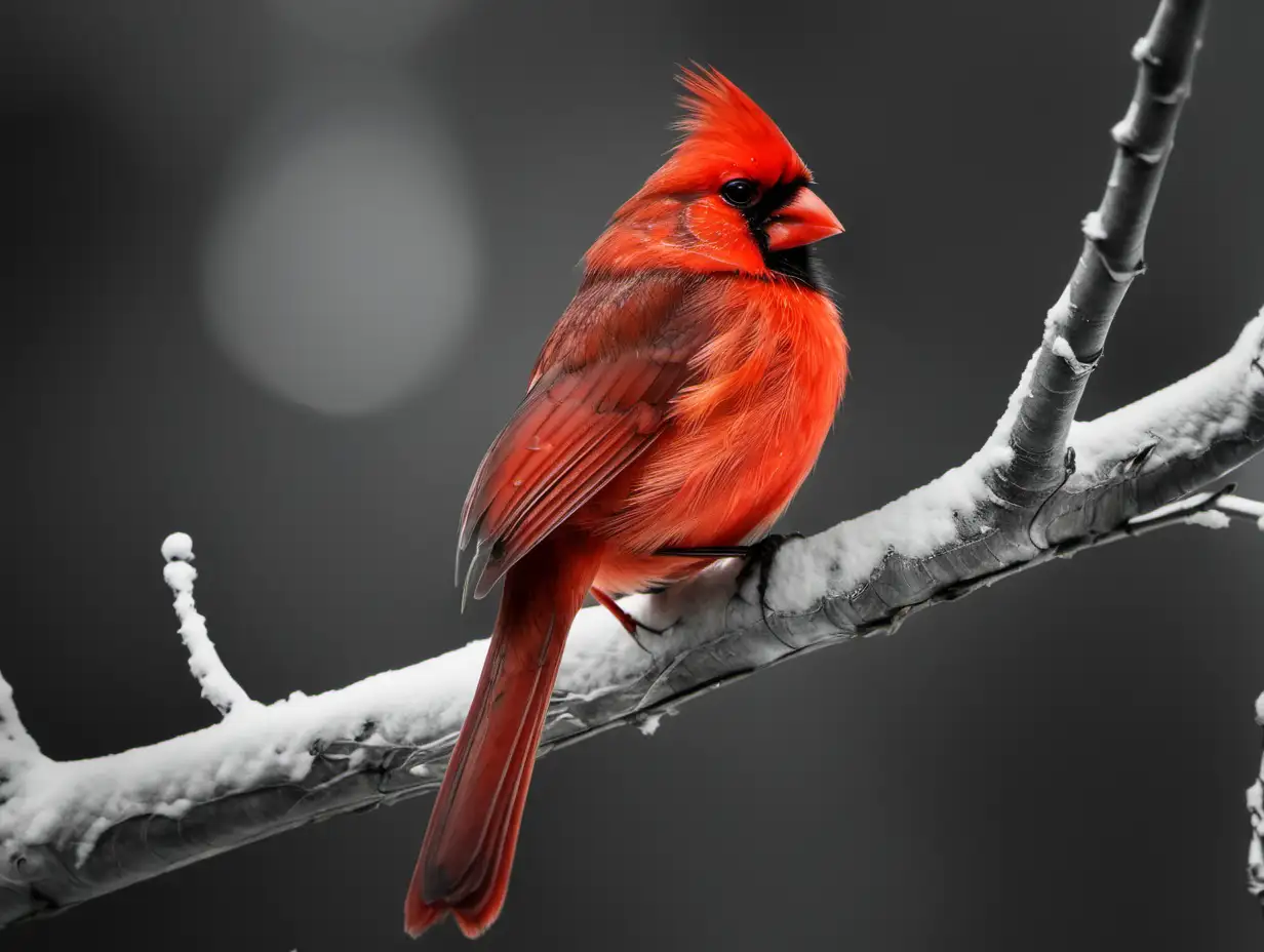 Vibrant Cardinal Perched on a Blossoming Tree Branch