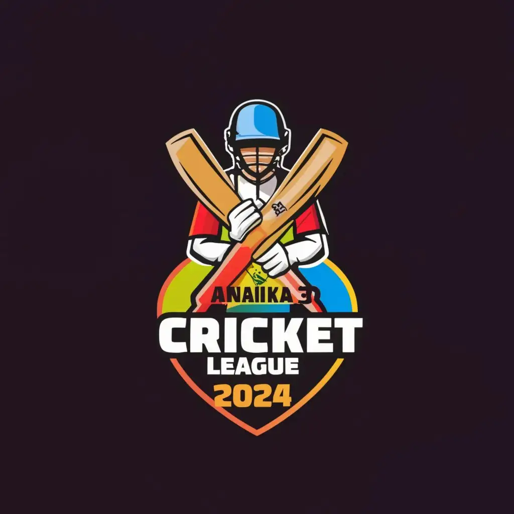 a logo design,with the text "ANAIKA 3 

Cricket League 2024", main symbol:Background with cricket equipment like bat Bowl helmat trophy,Moderate,be used in Sports Fitness industry,clear background