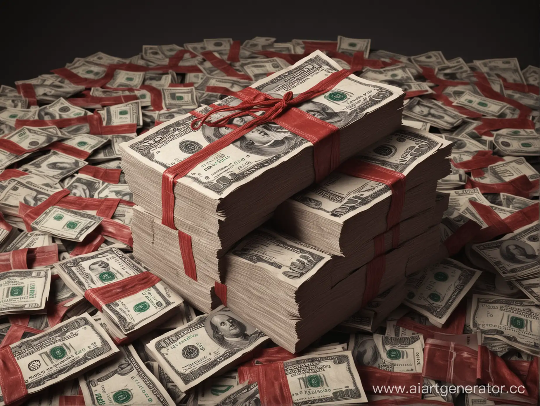 Photorealistic-Stack-of-Money-in-Striking-Red-and-Black-Tones