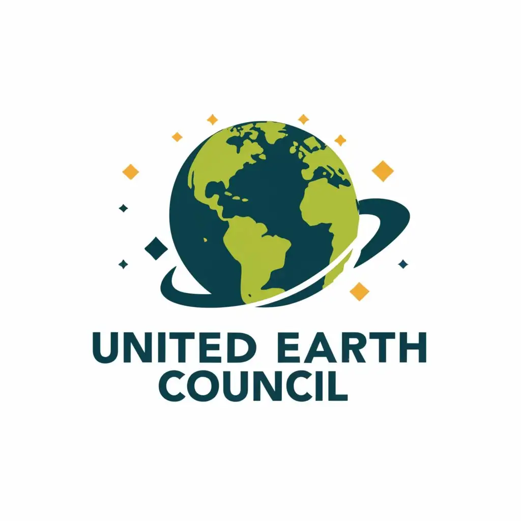 a logo design,with the text "United Earth Council", main symbol:Planet earth with a few stars at the top-left corner, with a swoosh going from top-left to top-right,Moderate,clear background
