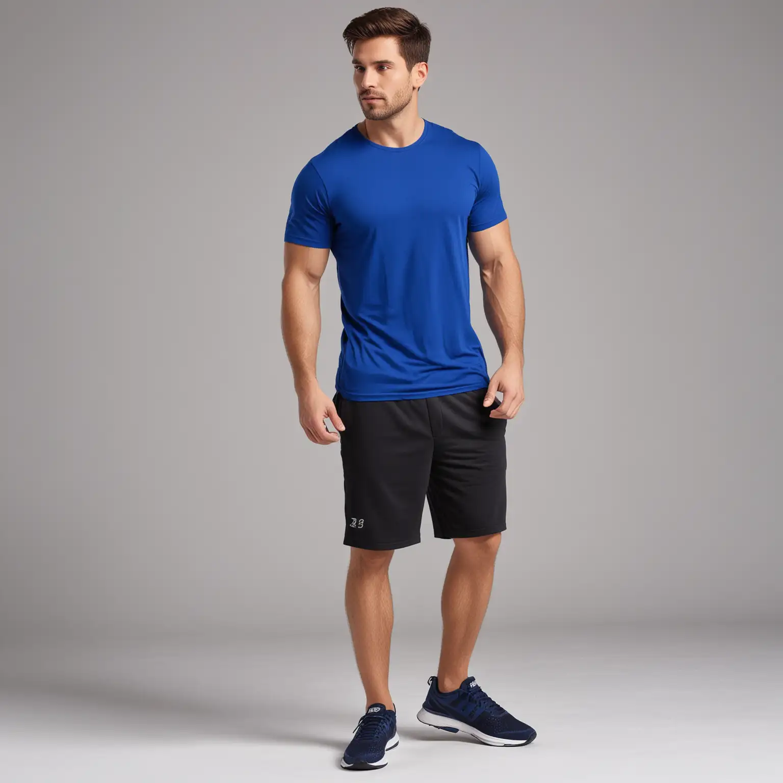 Man Wearing Plain Royal Blue TShirt for Gym Workout