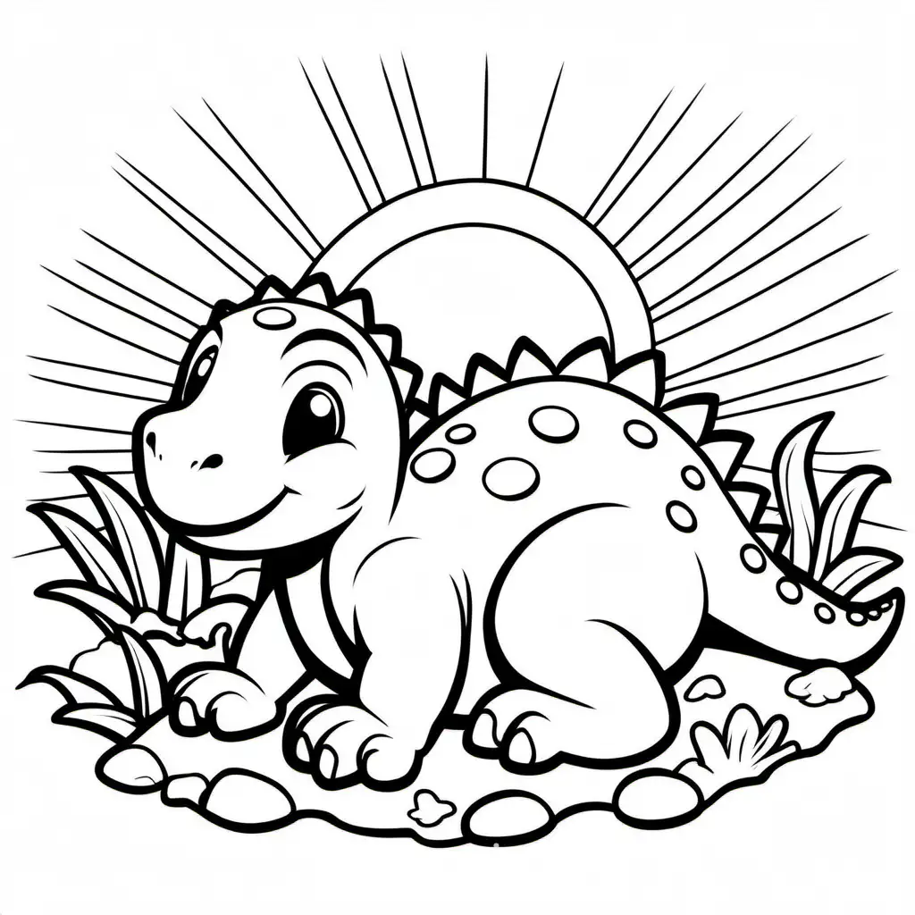 Sleeping-Baby-Dinosaur-Coloring-Page-Simple-Line-Art-with-Ample-White-Space
