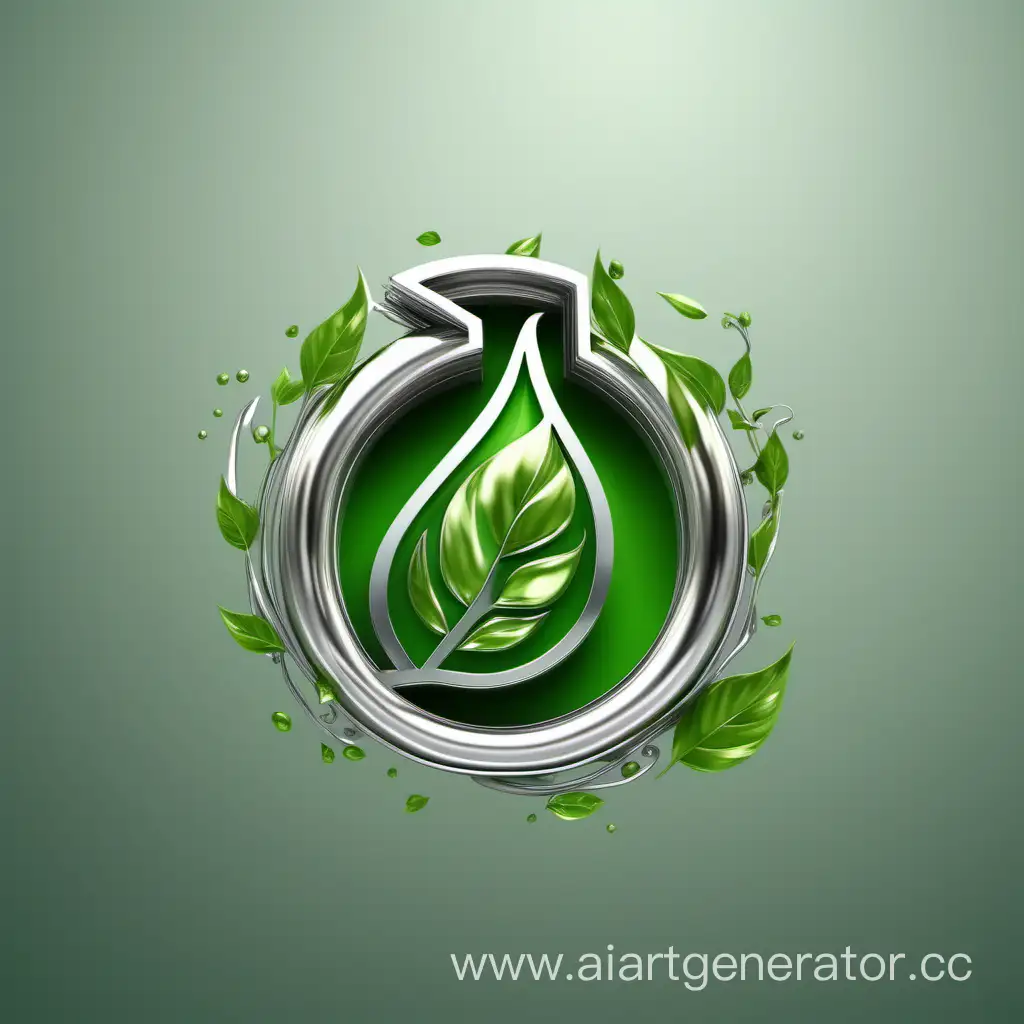 EcoFriendly-Zero-Waste-Logo-Liquid-Metal-and-Green-Leaf-Design