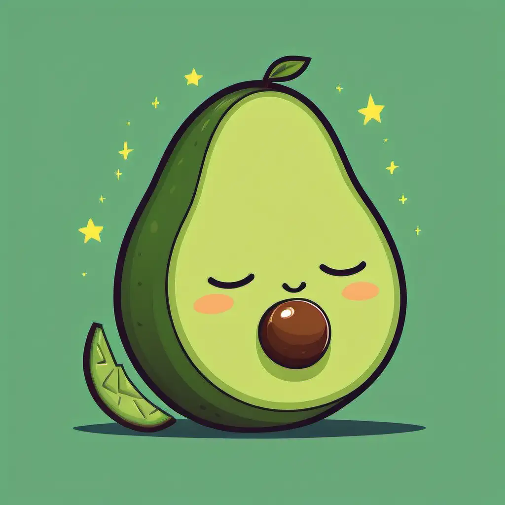 Peaceful Avocado Taking a Siesta Relaxing Vector Illustration