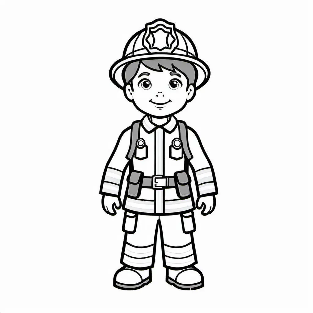 Firefighter-Coloring-Page-for-Kids-Simple-Line-Art-on-White-Background