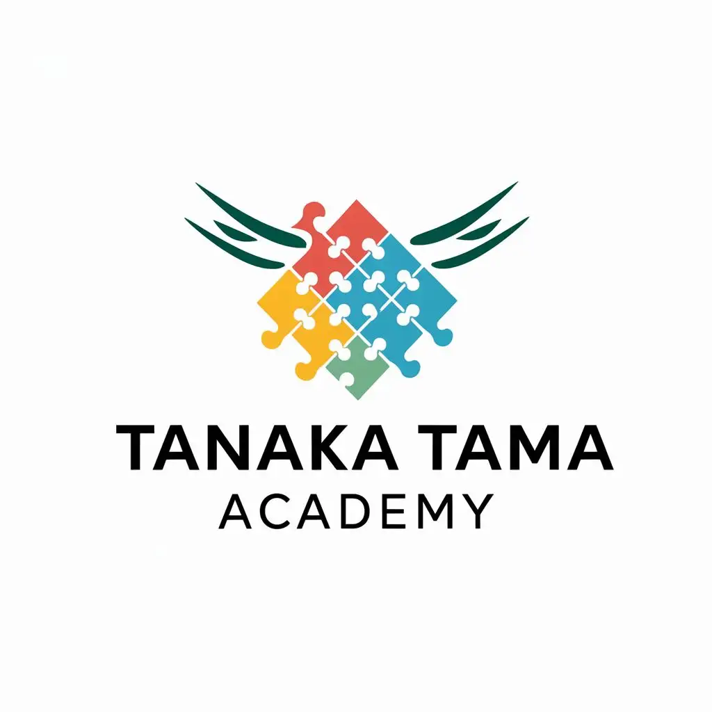 logo, Bird of hope and puzzle, with the text "Tanaka Tama Academy", typography, be used in Education industry