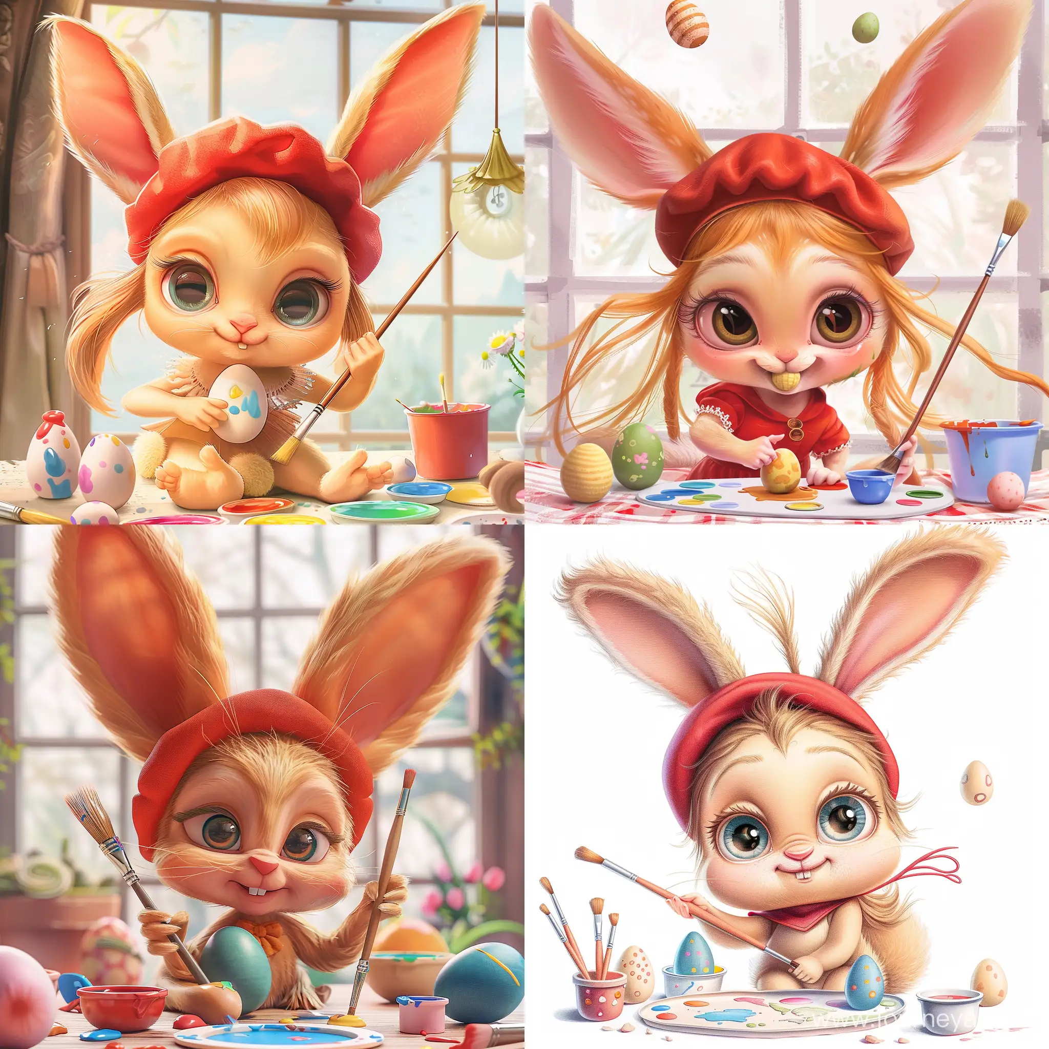 Adorable-Bunny-Princess-Painting-Easter-Eggs-in-Disney-Style