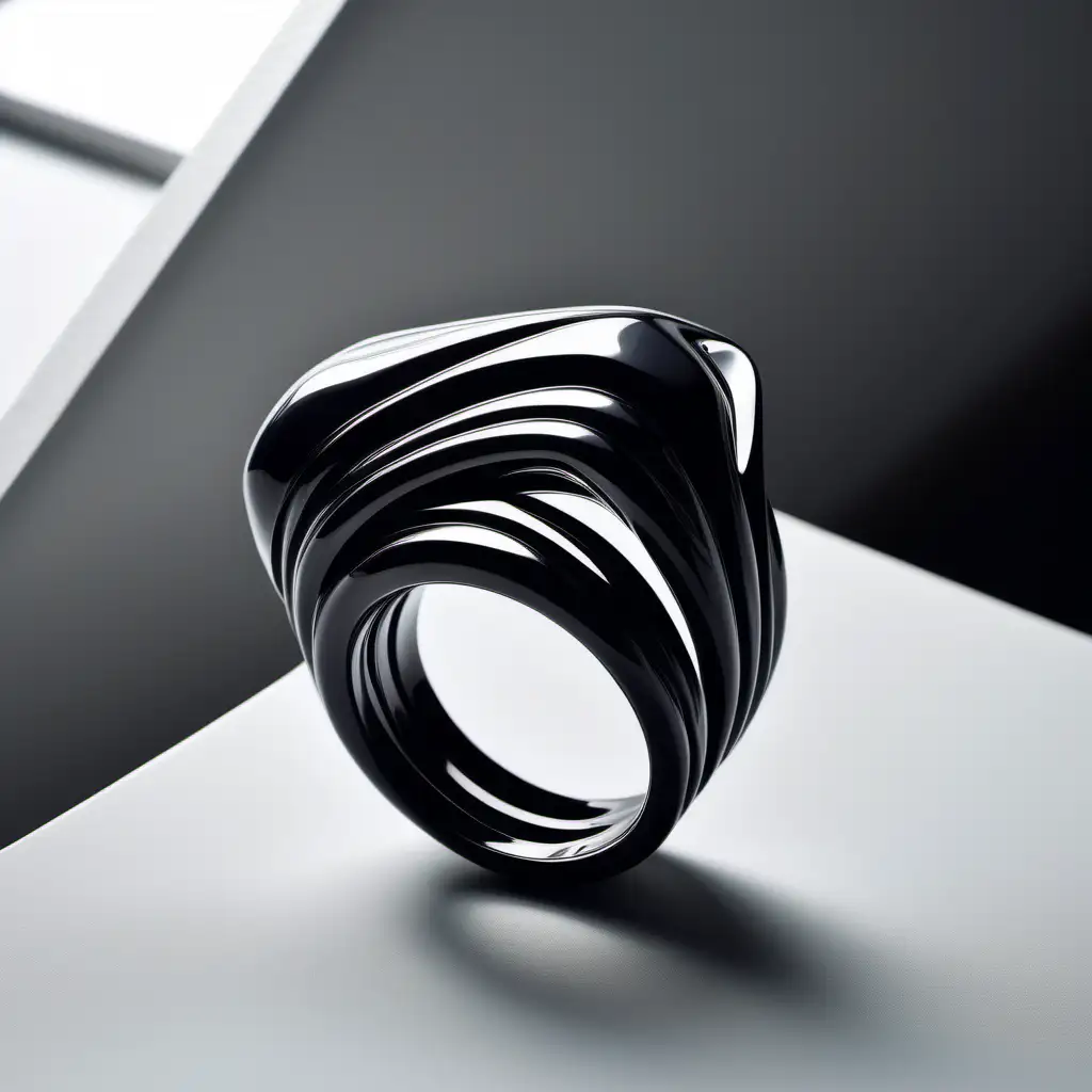 Zaha Hadid Inspired Art Deco Ring with Sleek and Muscular Design