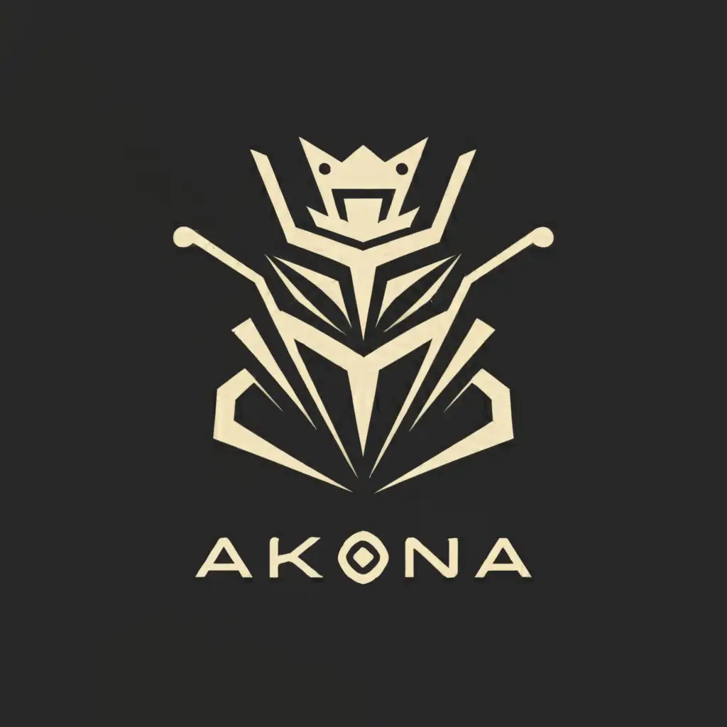 a logo design,with the text "AKONA", main symbol:MOTORBIKE, CROWN, SAMURAI,complex,be used in Technology industry,clear background