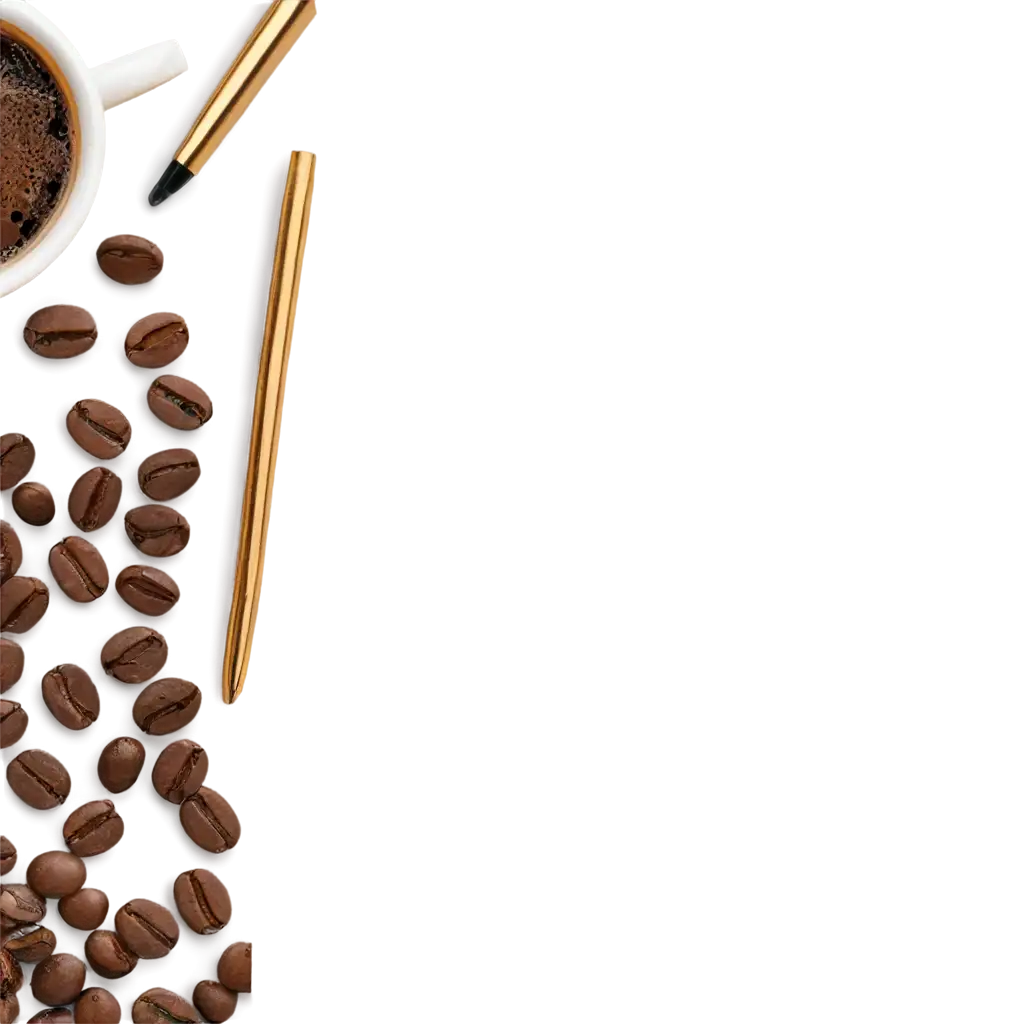 Exquisite-PNG-Art-Coffee-Cup-Coffee-Beans-and-Poetry-Pen