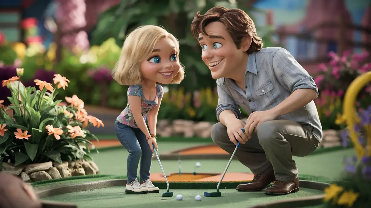 Couple Playing Mini Golf Fun Activity for Two