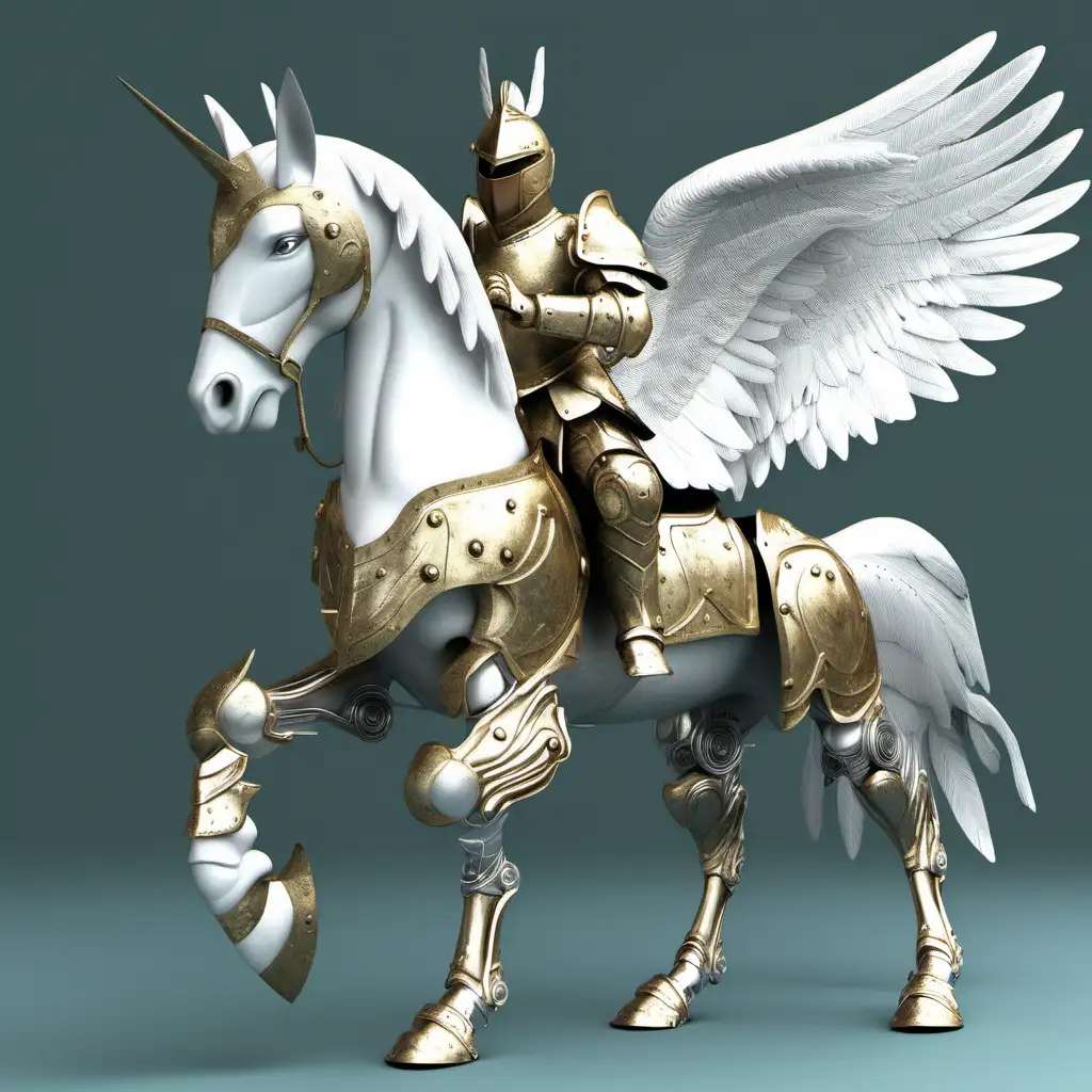 Majestic Pegasus in Glorious Armor Enchanting Fantasy Art