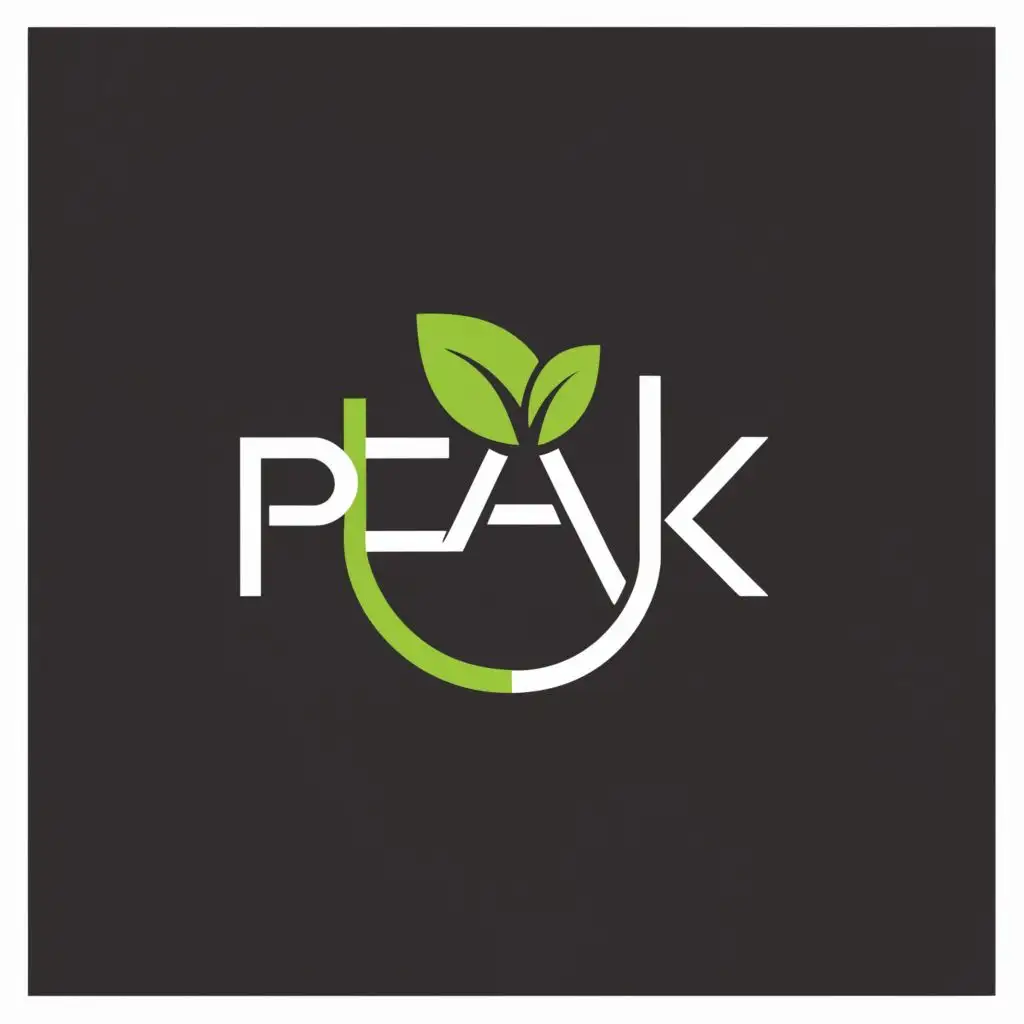 a logo design,with the text "PEAK", main symbol:Leaf,Moderate,be used in Technology industry,clear background