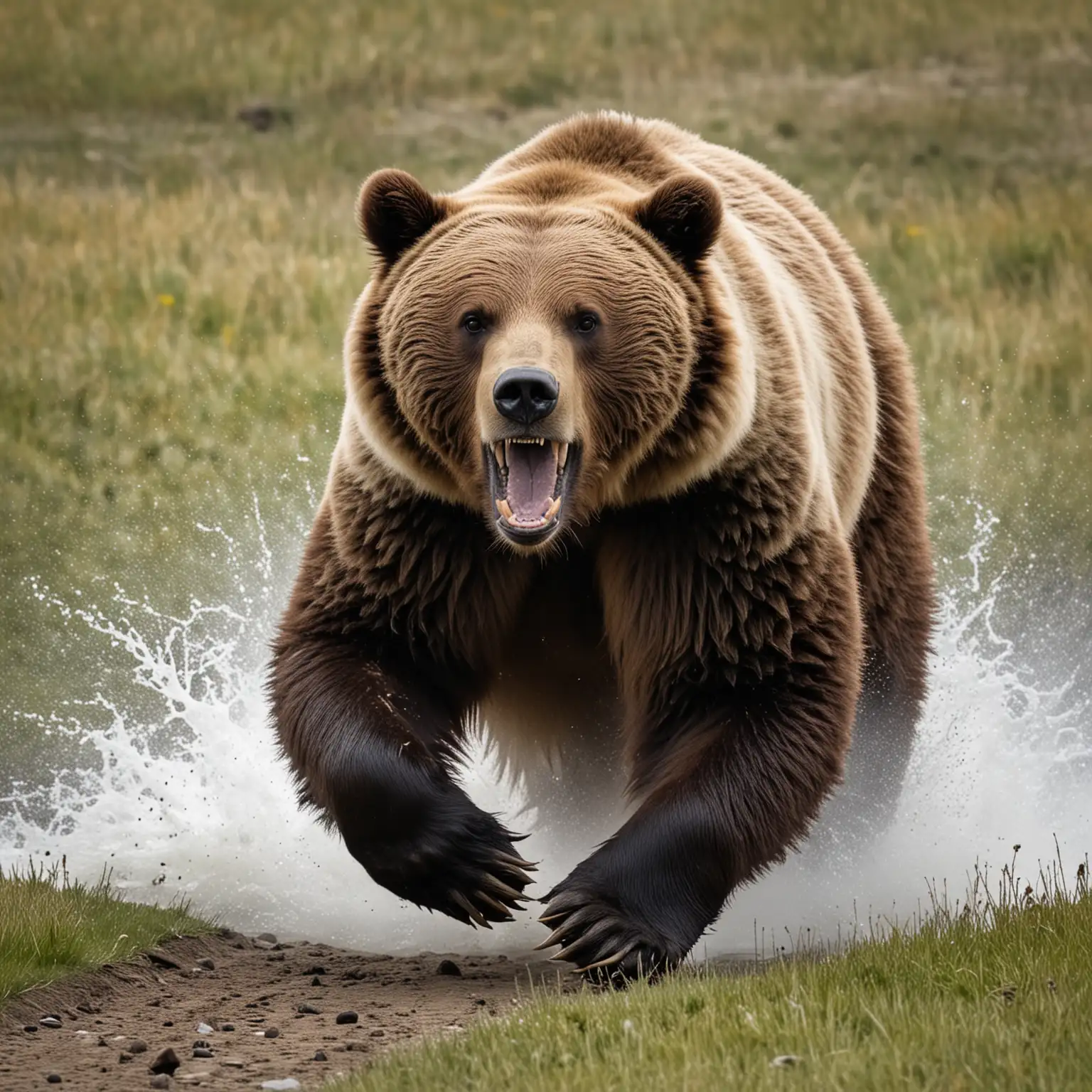 grizzly bear attacking
