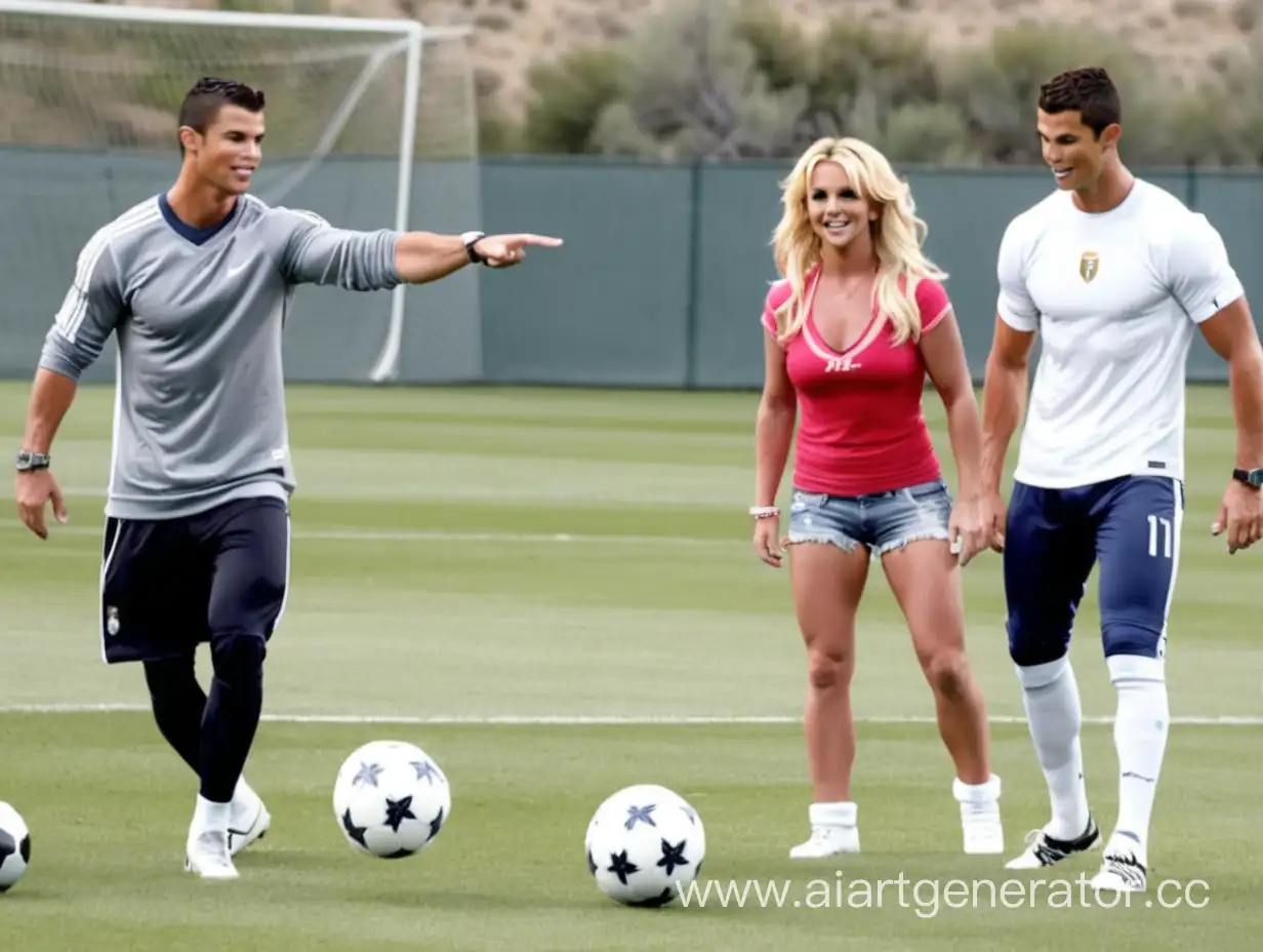 Бритни спирс играет в футбол с Криштиану Роналду