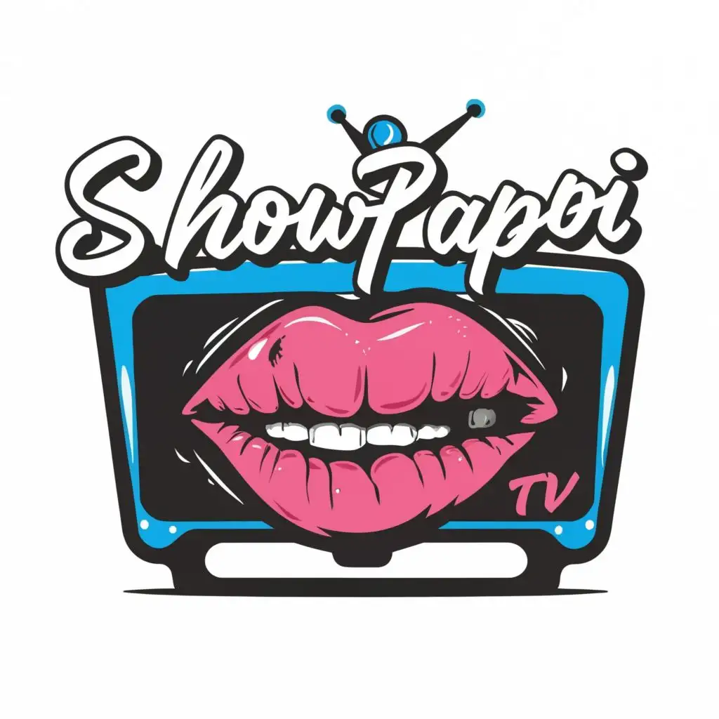 LOGO-Design-For-ShowPapi-TV-Playful-Cartoon-TV-Hot-Lips-with-Dynamic-Typography