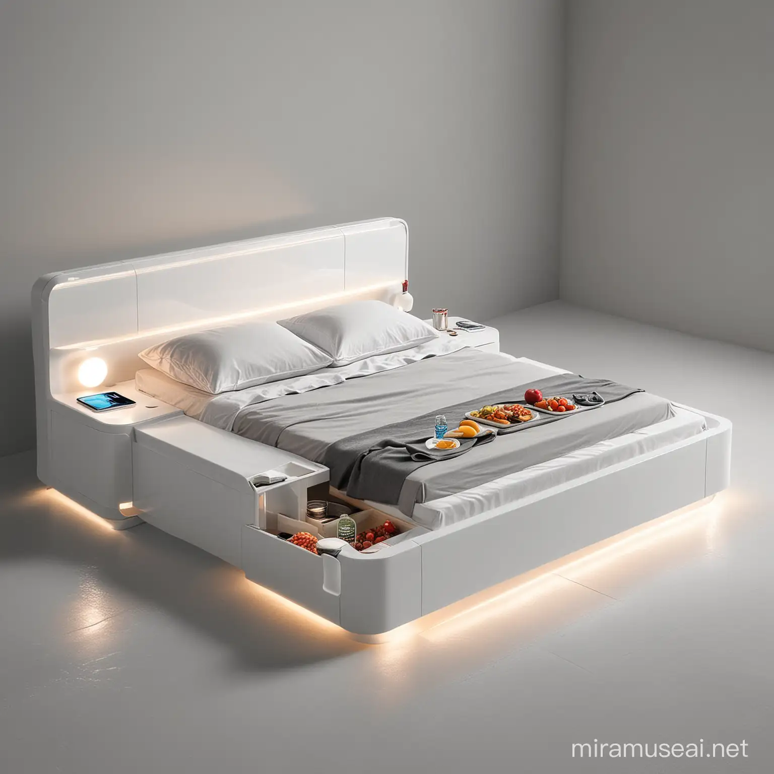  modern technology bed with place to cool and store food.
