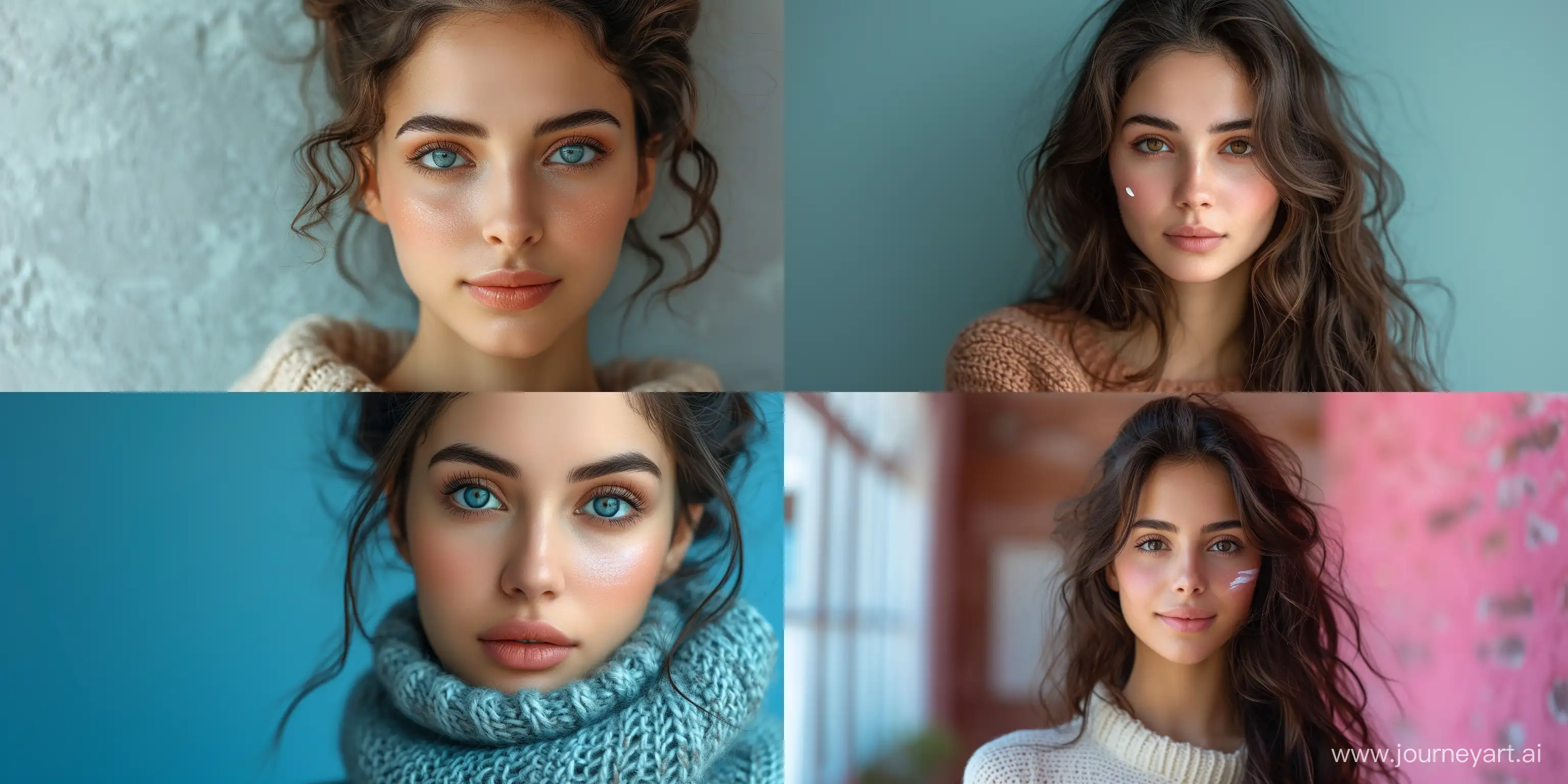 Average 25-year-old iranian girl,half happy, delicate makeup, use face craem, Half Body, empty space, hyper-realistic --ar 4:2 --style raw --s 750 --v 6.0 --seed 1677792313