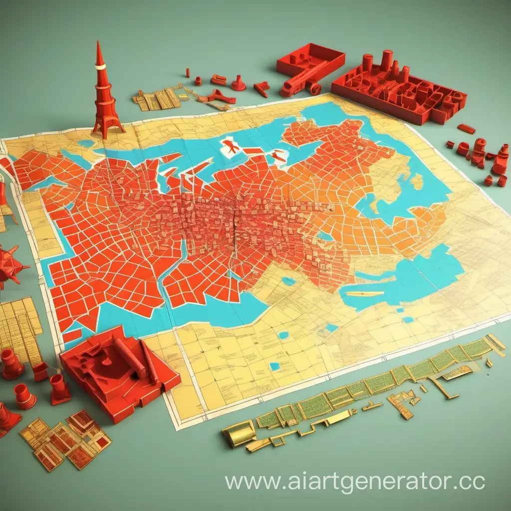 USSR-Pieces-Constructor-Table-Colorful-Low-Poly-Map-Details