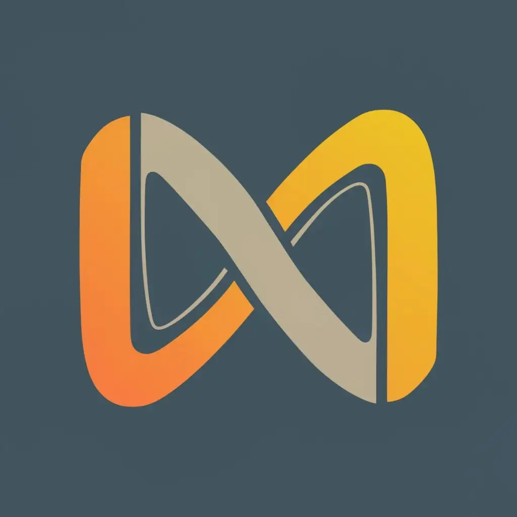 logo, Word 'M'/ infinity symbol, with the text "EternalMeta", typography
cool color theme