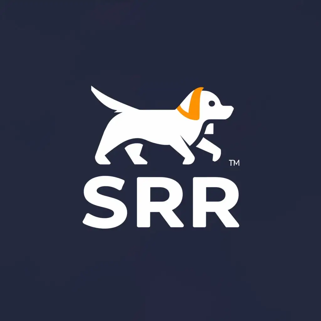 a logo design,with the text "SR", main symbol:small dog,Moderate,clear background