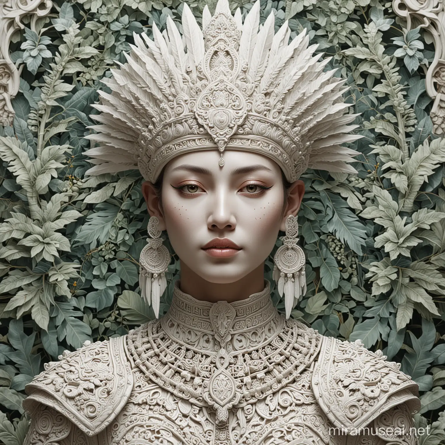 Regal Chaac Portrait in Porcelain Effect and Lush Jungle Setting