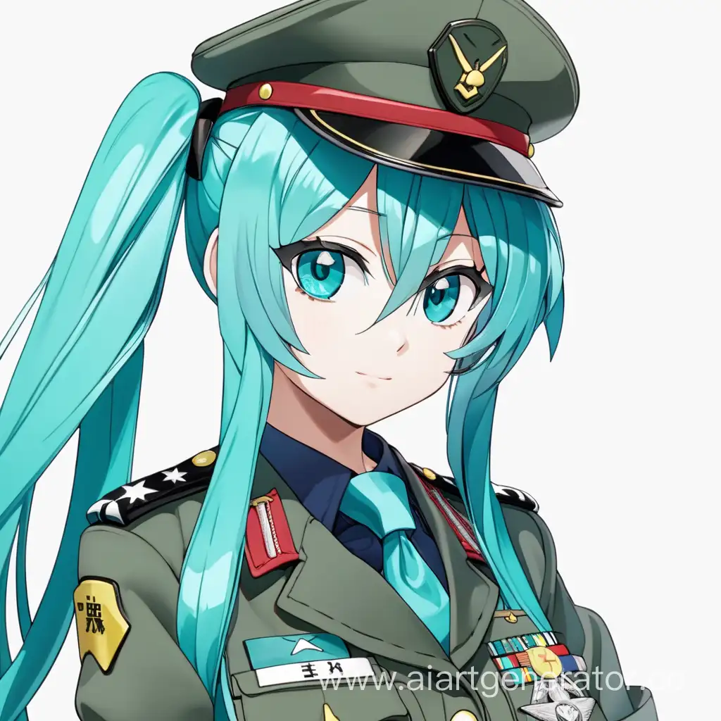 Miku-Hatsune-in-Military-Uniform-Cyber-Vocaloid-Soldier-Portrait