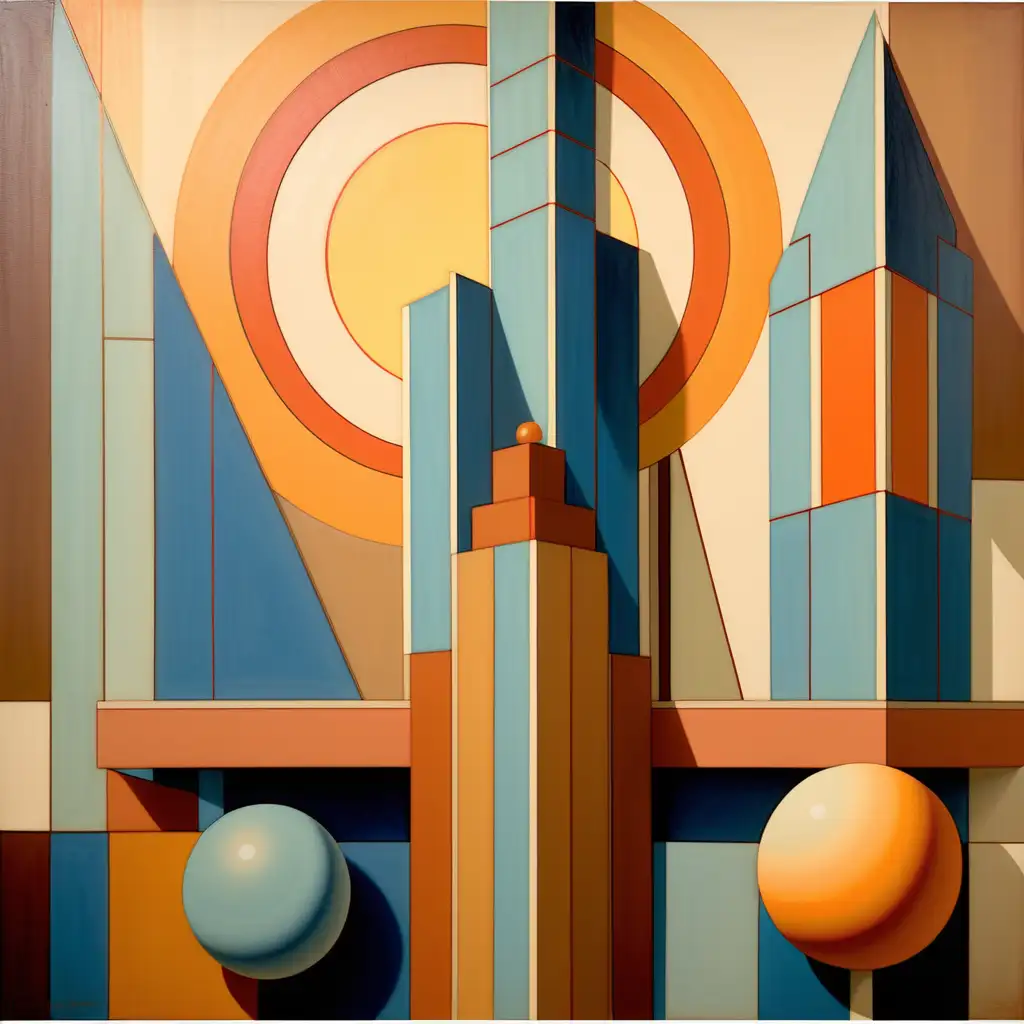 MidCentury Modern Geometric Shapes Painting by Frank Lloyd Wright