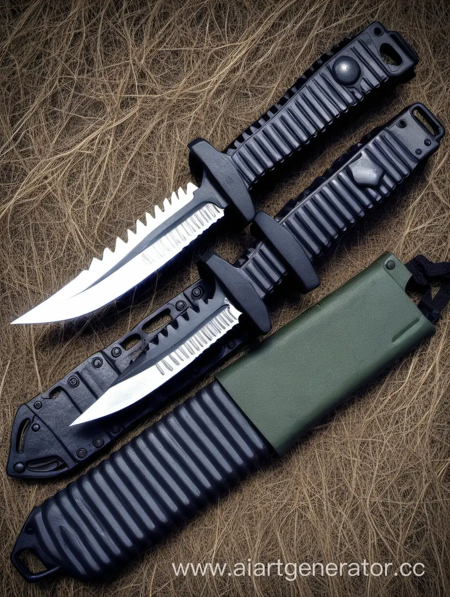 Tactical-Survival-Knife-with-BoweType-Blade-and-Ribbed-Plastic-Handle