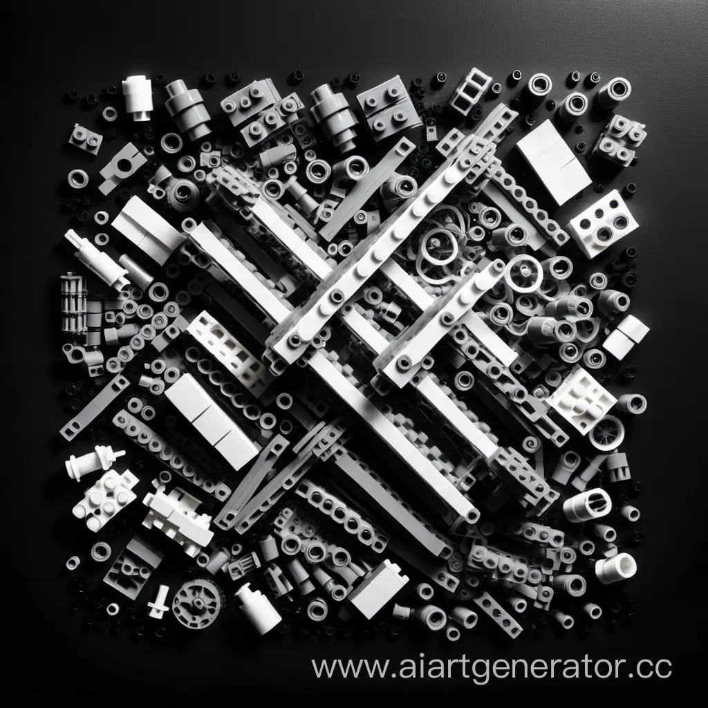 Disassembled-LEGOstyle-Constructor-Parts-in-Chaotic-Pile-on-Black-Background
