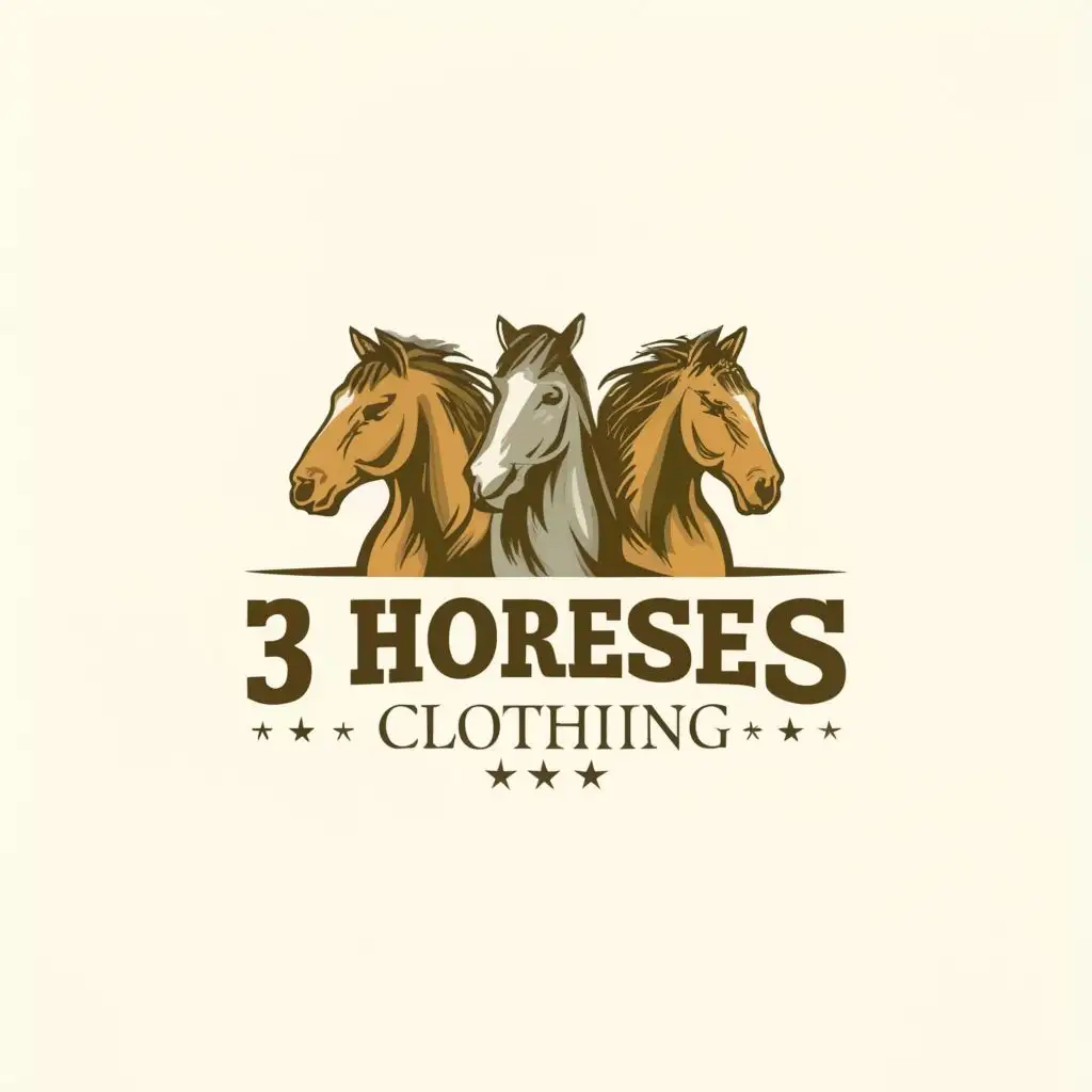 LOGO-Design-For-3-Horse-Clothing-Sleek-Typography-with-Three-Horse-Silhouettes-for-Retail-Industry