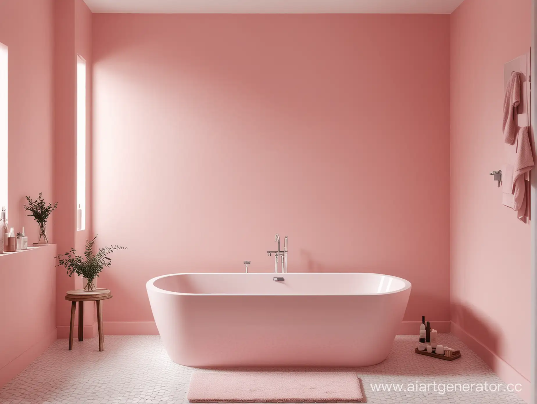 ванна уютная в розовых оттенках минимализм